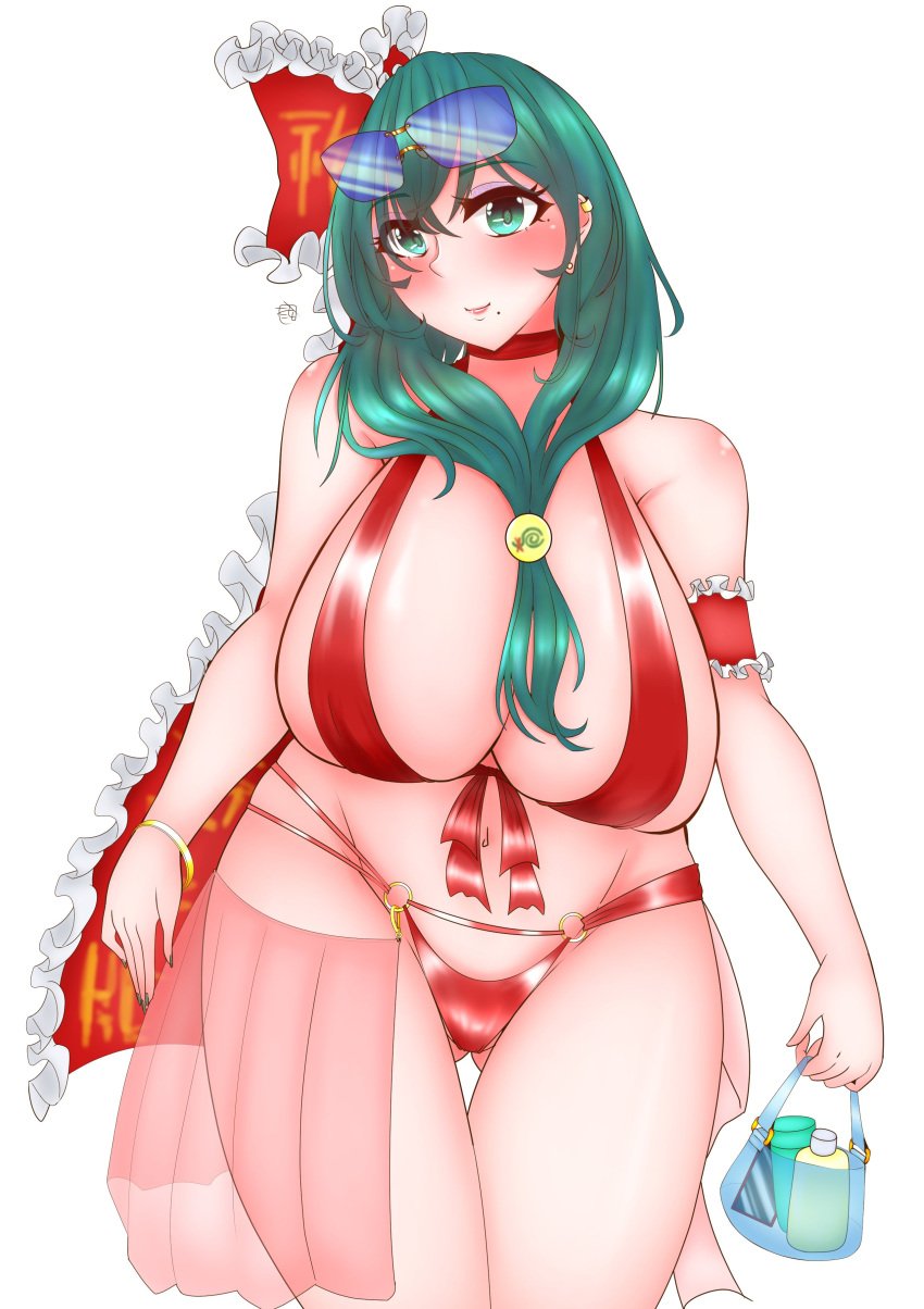 2ton89hina bikini female huge_ass huge_breasts kagiyama_hina thick_thighs touhou wide_hips