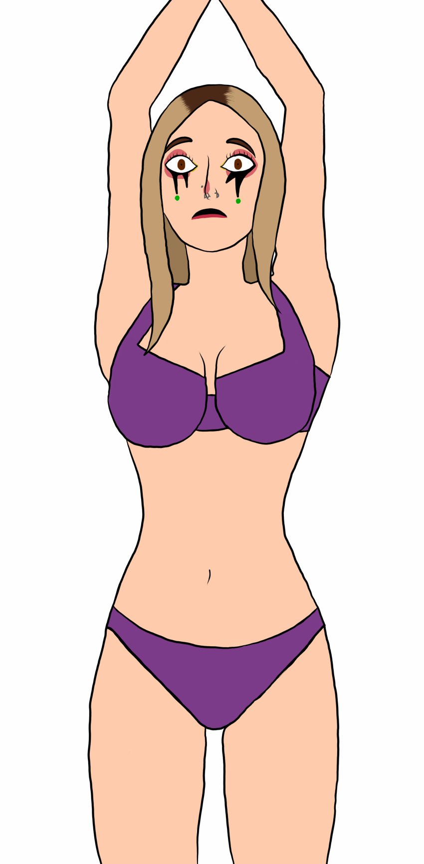 arms_up artist_request female izzzyzzz looking_at_viewer purple_bra purple_panties real_person youtuber