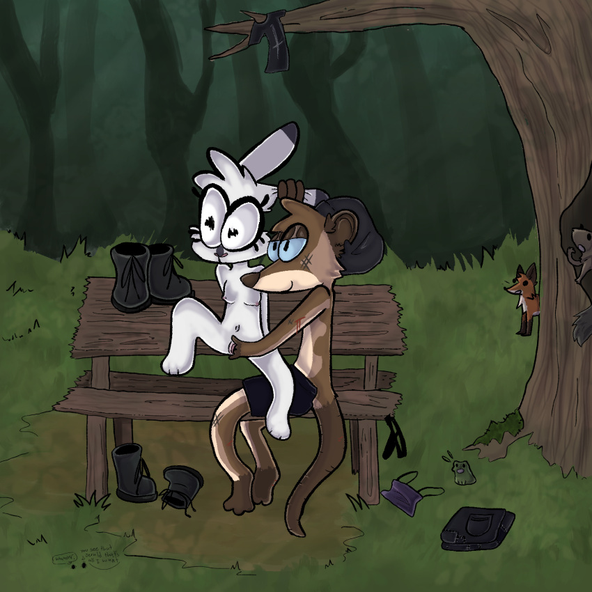 anthro being_watched bodily_fluids boots clothing combat_boots crust-punk didelphid domestic_rabbit duo dwarf_hotot dwarf_rabbit ear_pull female finger_fuck fingering footwear foreplay hi_res lagomorph leporid looking_at_another male male/female mammal marsupial nude oryctolagus picnic punk rabbit smelly_(stinkyandsmelly) stinky_(stinkyandsmelly) stinkyandsmelly stinkyandsmelly_art stinkyandsmelly_comic taur vaginal_penetration voyeur water_opossum