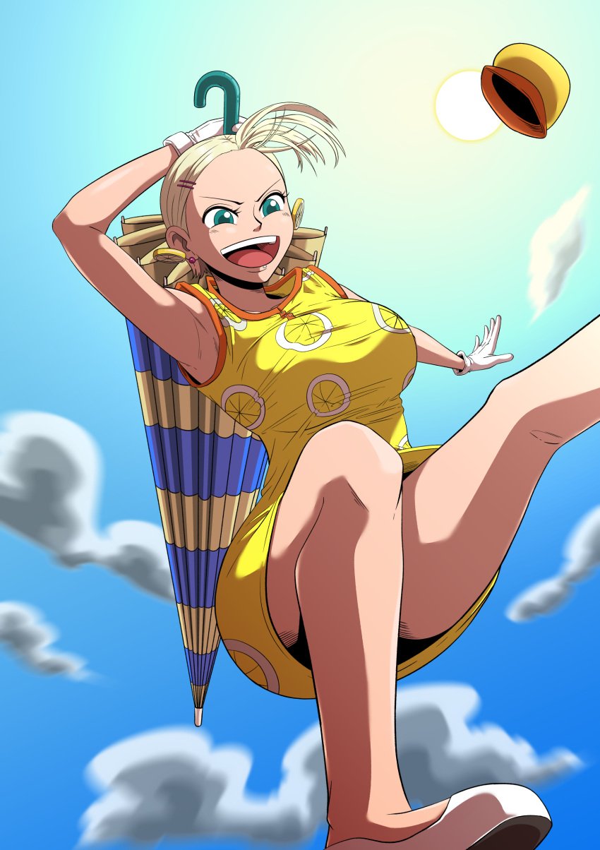 1girls armpits artist_request female female_only large_breasts looking_back mikita_(one_piece) miss_valentine one_piece solo