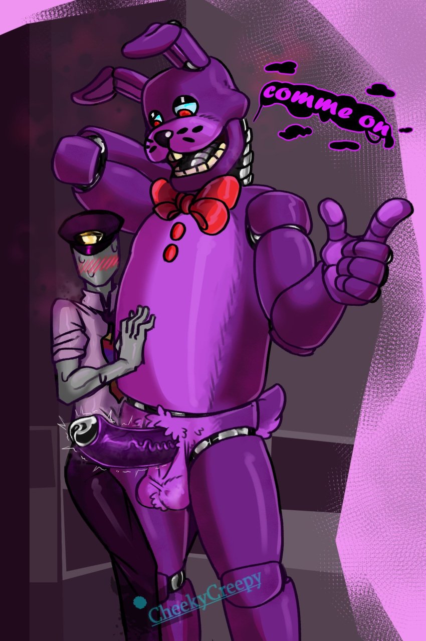 2022 against_wall animatronic anon anthro anthro_on_human arm_behind_back big_cock big_penis bigger_male blush blush_lines bonnie_(fnaf) bow_tie bowtie bunny_ears bunny_teeth buttons cheekycreepy clothed_male completely_nude completely_nude_male cotton_tail english english_text erect_penis erection faceless_character faceless_male five_nights_at_freddy's flirting_look fluffy_tail furry furry_male gay glans hand_on_belly hand_on_head headgear headwear human human_on_anthro humanoid_genitalia humanoid_penis lagomorph lagomorph_humanoid leporid leporid_humanoid long_ears looking_down looking_down_at_another machine male male_anthro male_human male_only nervous nervous_female nervous_sweat nude nude_male open_mouth open_smile presenting_balls presenting_penis rabbit robotic_penis robotic_reveal robt scottgames security_guard security_hat security_uniform short_tail size_difference smaller_male smile smiley_face smiling_at_another sweatdrop testicles text trembling trembling_penis veiny_penis watermark yaoi