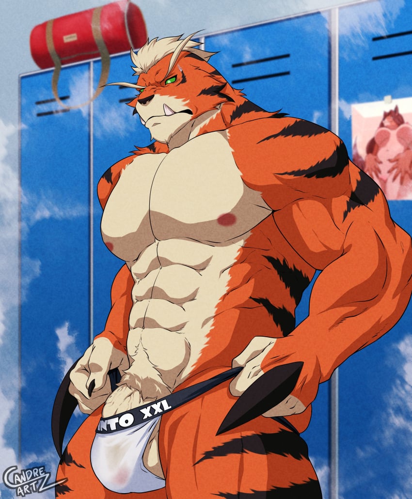 1boy 2023 abs alien anthro appoplexian balls barazoku ben_10 biceps big_balls big_bulge big_penis black_stripes bulge bulge_through_clothing c_andreartz cartoon_network claws fangs felid fur furry gay hi_res highres huge_bulge jockstrap male male_focus male_nipples male_only mammal manly muscles muscular muscular_anthro muscular_arms muscular_male nipples orange_body pantherine pecs penis penis_outline rath snarling solo solo_male stripes teeth teeth_visible testicles tiger vein veiny_penis