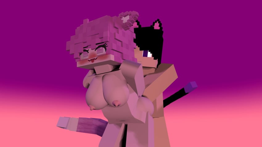 1boy 1girls 3d adult animal_ears armpits artist_request blush bouncing_breasts breasts cat_ears cat_girl completely_nude completely_nude_female embarrassed embarrassed_nude_female embracing erect_nipples female horny horny_female mine-imator minecraft mizuki_(mymizukid) naked nude nude_female nudity oiled_skin pink_ears pink_eyes pink_hair pussy_wet sex tagme