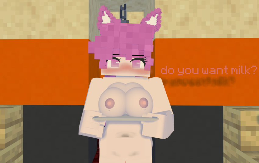 1girls 3d adult animal_ears armpits blush bouncing_breasts breasts cat_ears cat_girl character_profile completely_nude completely_nude_female embarrassed embarrassed_nude_female embracing erect_nipples female horny horny_female mine-imator minecraft mizuki_(mymizukid) naked nude nude_female nudity oiled_skin pink_ears pink_eyes pink_hair pussy_wet tagme