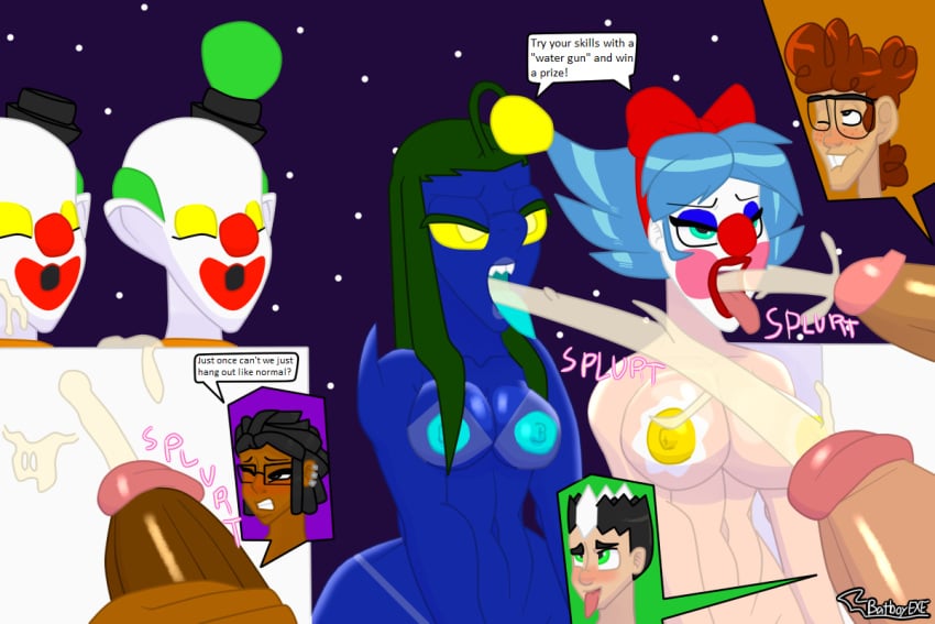 1futa 2023 2boys 2girls alien alien_girl alien_humanoid ariel_(batboyexe) batboyexe biting_lip breasts clown competition competitive_sex cum cum_in_mouth dark-skinned_futanari davey_malloy dialogue duo_focus english_text facial female female_focus futa_with_female futa_with_male futanari giggles_the_slutty_clown group group_sex huge_cock human humanoid implied_futanari lauren_taylor light-skinned_female light-skinned_male light_skin male masturbation mermaid moneyshot nude nude_female orgasm orgy penis self_upload standing text thick_thighs wide_hips