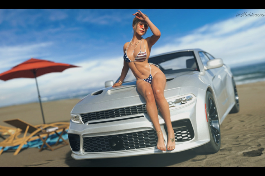 american_flag_bikini beach butterfly_tattoo curvy_hips day daytime female female_focus female_only grand_theft_auto grand_theft_auto_v happy happy_female looking_at_another mahtsazizi nonsexual outdoors petite petite_body petite_breasts petite_female rockstar_games solo solo_female solo_focus sunglasses tattoo_on_feet tinted_eyewear tracey_de_santa