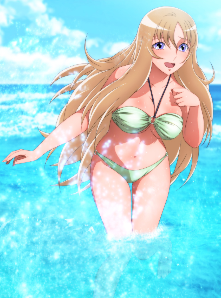 1girls aquila_yuna breasts bronze_saints female human long_hair mix_station pale-skinned_female pale_skin saint_seiya saint_seiya_omega swimsuit tagme yadokari_genpachirou