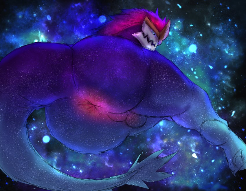 1boy anthro ass aurelion_sol back_view balls gay humanoid inviting inviting_to_sex league_of_legends looking_at_viewer looking_back male male_only muscular nude penis presenting solo solo_focus tail thorekgs