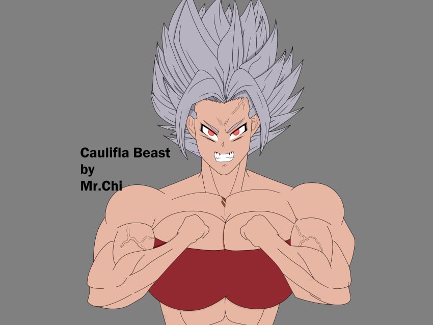 1girls abs angry angry_face athletic athletic_female beast beast_mode biceps breast_press breasts breasts_bigger_than_head caulifla clothed clothed_female dragon_ball dragon_ball_super mr.chi muscles muscular muscular_arms muscular_female saiyan saiyan_girl self_upload super_saiyan