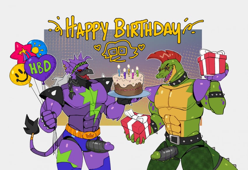 2022 2boys 2males abs accessories accessory alligator alligatorid animatronic anthro anthro_focus anthro_only athletic athletic_anthro athletic_male avian avian_humanoid balloon balloons beak belt bodypaint boner bracelet bracelets braids cake collar crocodile crocodilian crocodylid digital_drawing_(artwork) digital_media_(artwork) duo duo_focus ear_piercing erect_penis erection filthyalebrije five_nights_at_freddy's furry furry_male furry_only genital_slit gift gift_box gift_wrapped glans hair headband holding holding_balloon holding_cake holding_gift holding_object jumpstart_games long_tail looking_at_viewer lord_kass machine male male/male male_anthro male_focus male_only mohawk mohawk_(hairstyle) montgomery_gator_(fnaf) neopets party pecs pectorals piercing piercings posing posing_for_the_viewer presenting_penis reptile reptile_humanoid robot robotic_genitalia robotic_penis scottgames sharp_teeth shoulder_pads smile smiley_face smiling spiked_bracelet spiked_collar spiked_penis spiked_shoulders spiked_tail spikes spikes_(anatomy) steel_wool_studios studded_belt tail tail_tuft