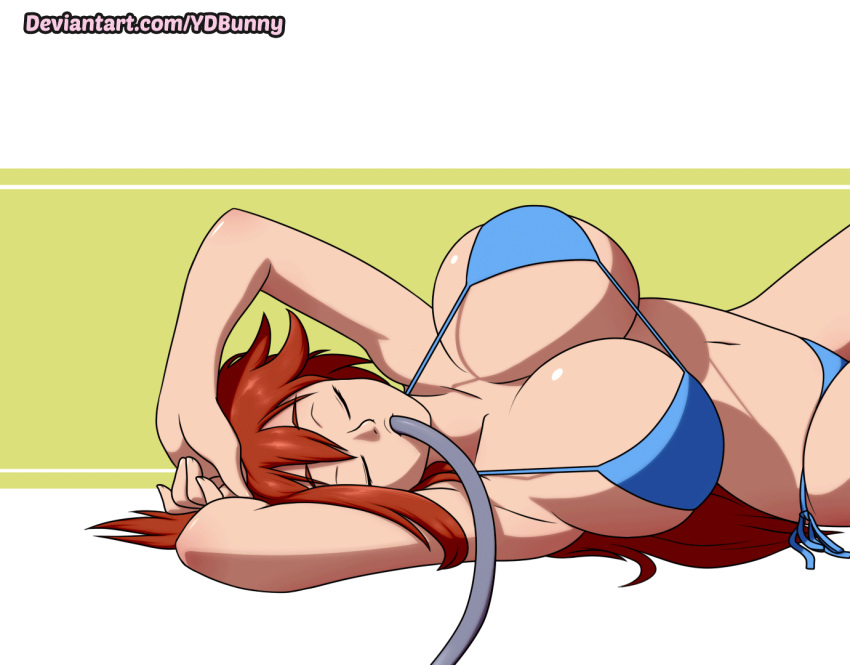 animated aria_(loner2000) bikini bra_snap breast_expansion hose hose_inflation inflation tagme ydbunny