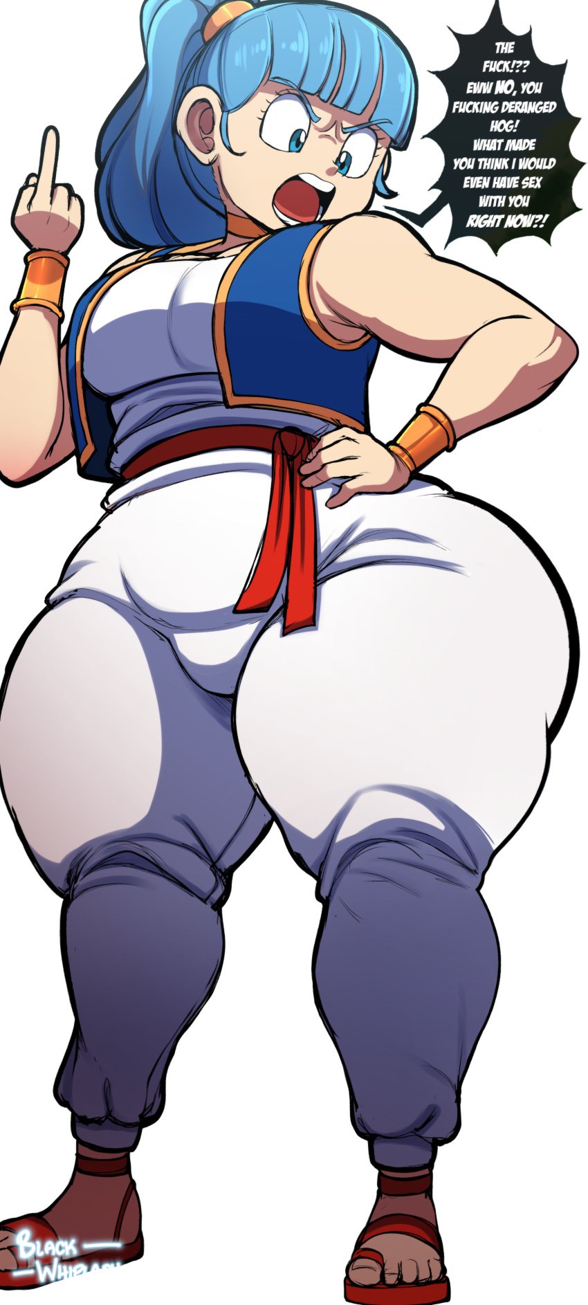 1girls angry angry_face big_ass big_breasts big_butt big_hips blackwhiplash blue_eyes blue_hair bubble bubble_ass bubble_butt bulma_briefs bwl child_bearing_hips dialog dialogue dragon_ball dragon_ball_(classic) english english_dialogue english_text female female_only full_body fully_clothed fully_clothed_female huge_ass huge_breasts huge_butt huge_legs huge_thighs imminent_sex middle_finger pale_skin solo speech_bubble standing talking teenage_bulma text thick thick_ass thick_hips thick_lips thick_thighs tight_clothing tight_fit tights voluptuous voluptuous_female wide_ass wide_hips wide_thighs