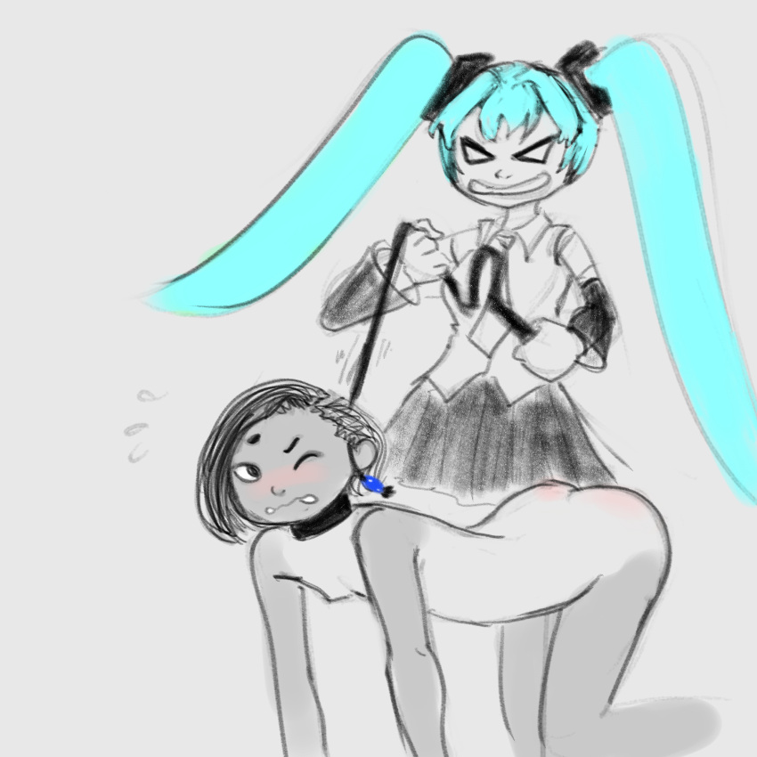 ass babbitybab breasts hatsune_miku leash nude vocaloid