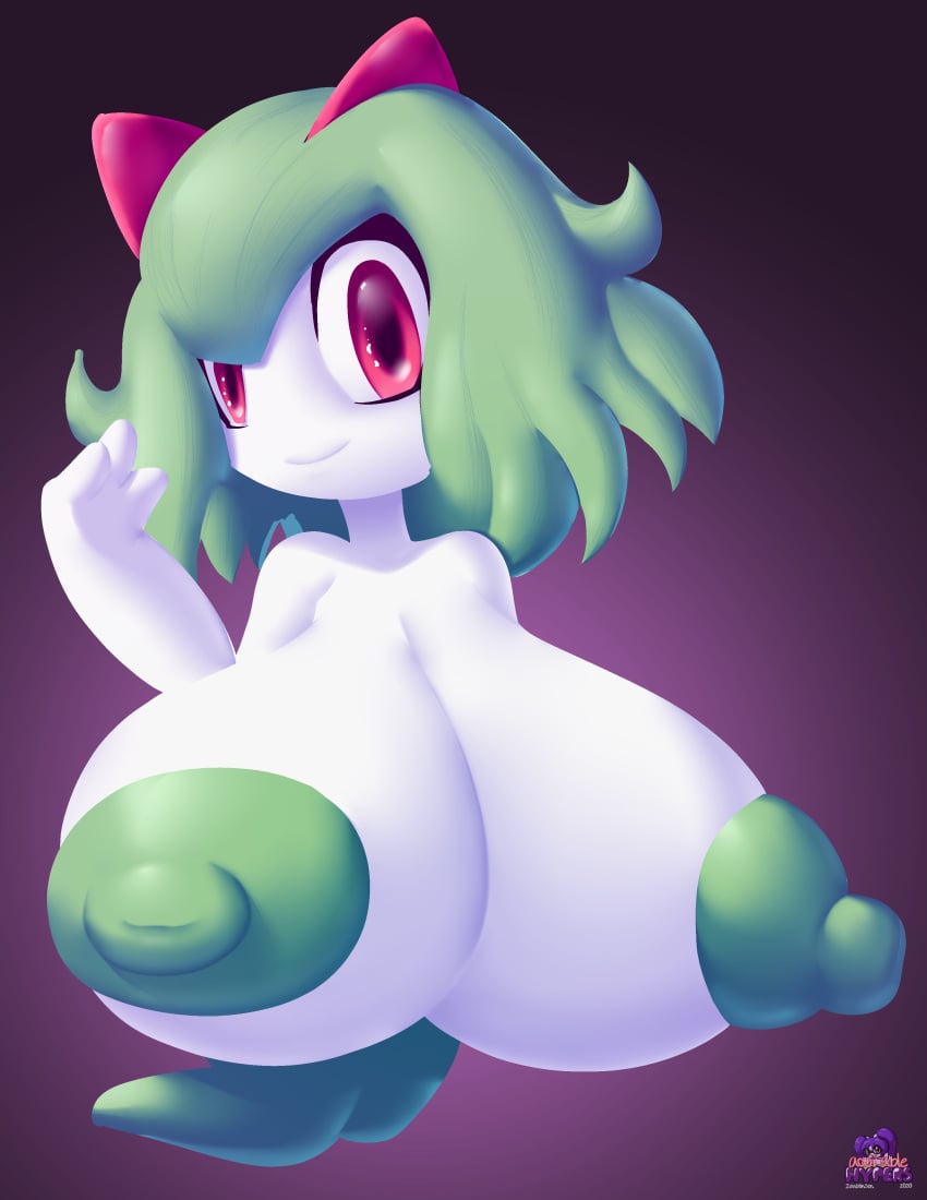 big_breasts breasts emillie_(zanbonsen) huge_breasts kirlia pokémon_(species) pokemon pokemon_(species) thick_thighs wide_hips zanbonsen