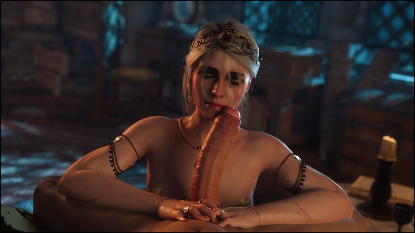 ciri empress_ciri eye_contact gigantic_penis imminent_oral light-skinned_female light-skinned_male long_penis male oral partial_male petite pov tagme teenager the_witcher_(series) the_witcher_3:_wild_hunt tomoganim vizima