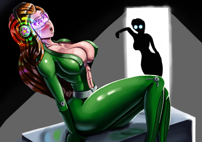 abs bodysuit brainwashing brainwashing_machine catsuit female foolycooly green_bodysuit green_catsuit green_latex_bodysuit green_latex_catsuit huge_ass huge_breasts hypnosis latex_bodysuit latex_catsuit midriff navel png sam_(totally_spies) thick_thighs totally_spies wide_hips