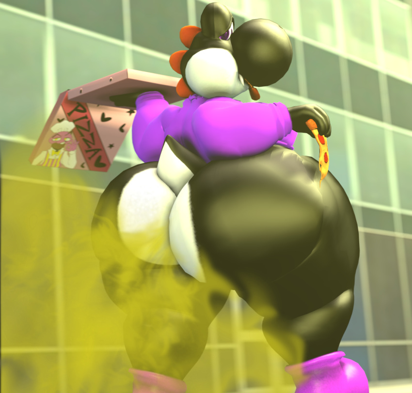 3d big_butt black_yoshi chubby fart fat mario_(series) mrrainbow nintendo oc pizza source_filmmaker tagme yoshi