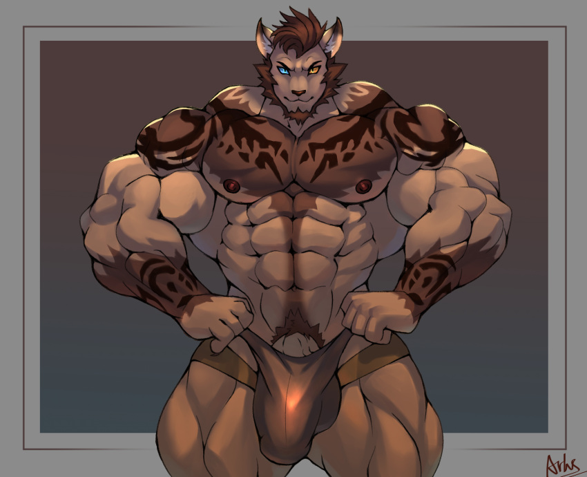 abs anthro_male ariswuffo biceps big_muscles canine dual_colored_eyes final_fantasy final_fantasy_xiv hrothgar large_muscles male male_only muscles muscular muscular_anthro muscular_male pecs