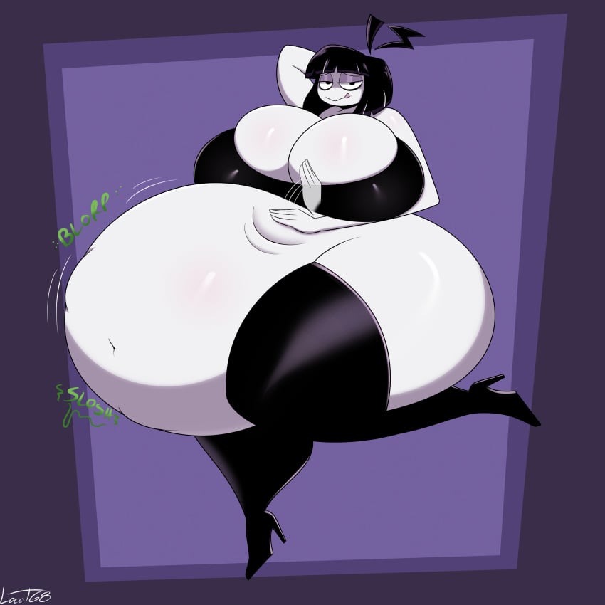 1girls big_ass big_breasts big_butt black_hair creepy_susie huge_ass huge_belly latex locote68 the_oblongs thick_ass thick_thighs vore vore_belly