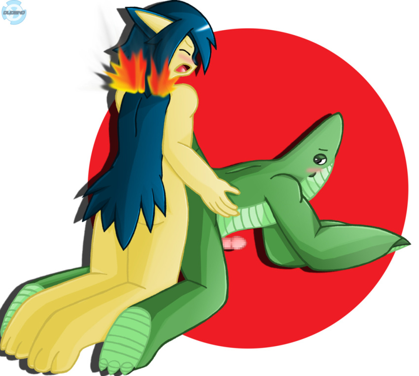 anal_sex ass ass_grab back_view blush censored closed_eyes cocoon eyes feet from_behind furry gay gay_sex hand_on_butt kneeling looking_pleasured male/male metapod oranges_(artist) penis pokemon pokemon_(species) typhlosion watermark