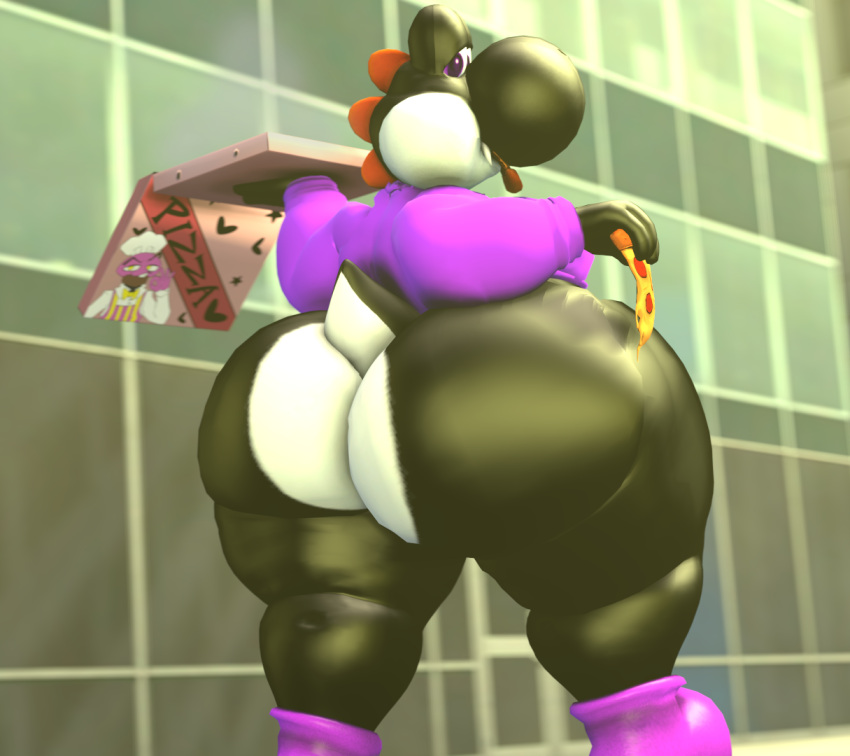 3d big_butt black_yoshi chubby fat mario_(series) mrrainbow nintendo oc pizza source_filmmaker tagme yoshi