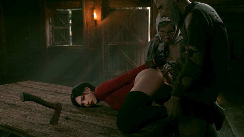 3d ada_wong anal ganado rape resident_evil resident_evil_4 resident_evil_4_remake sweater sweater_dress thigh_boots thighhigh_boots threesome tied tomtam