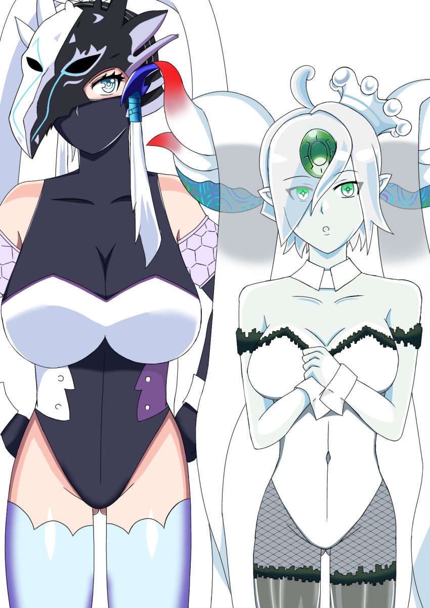 1girls bunnysuit icejade_aegirine icejade_gymir_aegirine monster_girl slime_girl swordsoul_of_mo_ye yu-gi-oh!