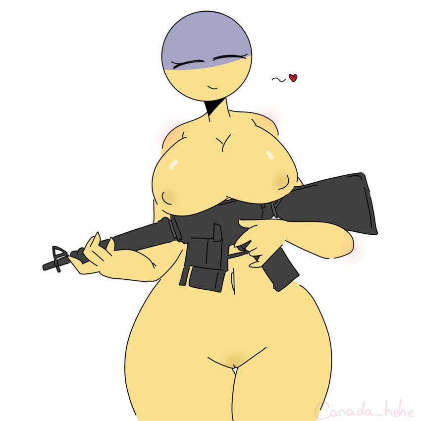 1girls breasts countryhumans countryhumans_girl gun naked naked_female nude nude_female pussy ukraine_(countryhumans) xx.canada.xx