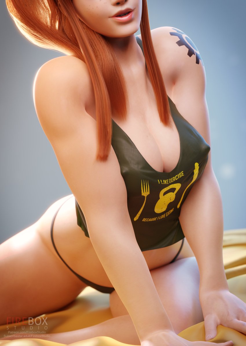 1girls 3d alternate_version_available athletic athletic_female blender blizzard_entertainment bottomwear breasts brigitte brigitte_lindholm cleavage clothed clothing female female_focus female_only fireboxstudio freckles freckles_on_face highres light-skinned_female light_skin long_hair medium_breasts nipples nipples_visible_through_clothing overwatch overwatch_2 panties pinup pose posing presenting presenting_breasts red_hair shirt shoulder_tattoo simple_background solo solo_focus tank_top tattoo thick_thighs topwear underwear wallpaper watermark