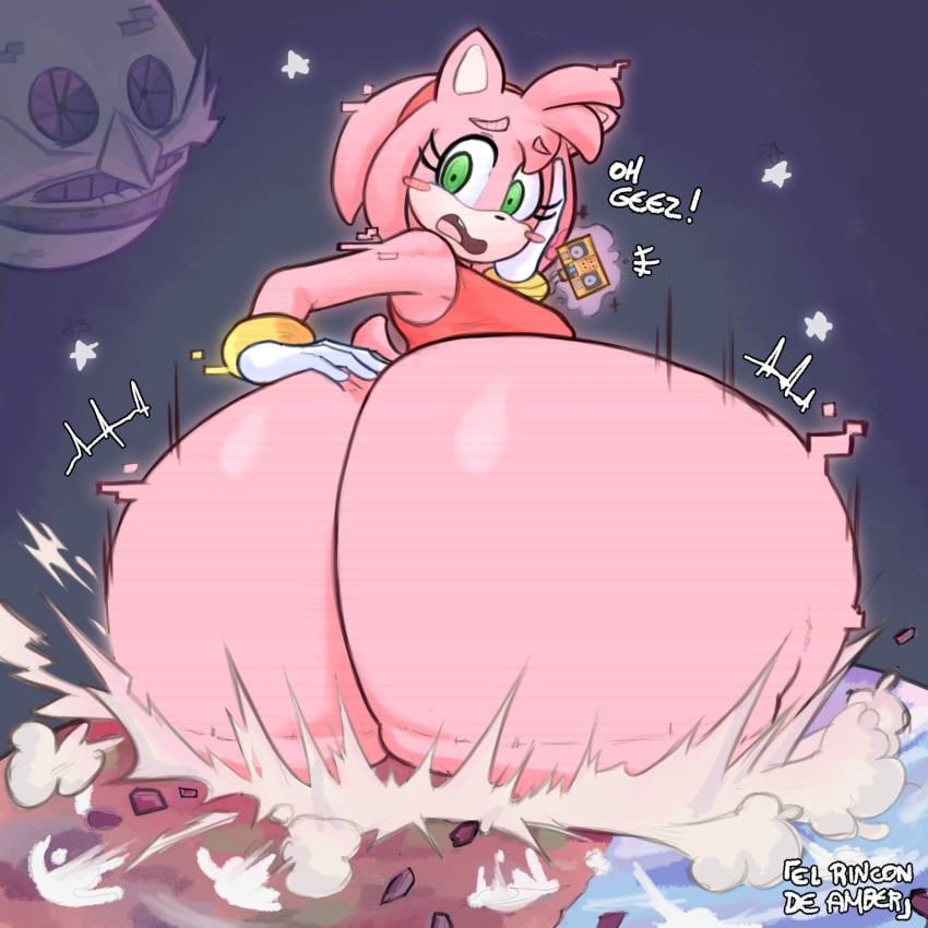 1girls 2023 absurd_res amy_rose anthro artist_name ass bottom_heavy destruction el_rincon_de_amber embarrassed enormous_ass eyebrows_visible_through_hair female female_focus furry giantess gigantic_ass gold_boombox_(prevence) green_eyes hand_on_butt hedgehog huge_ass hyper hyper_ass looking_back massive_ass sega short_hair solo solo_female solo_focus sonic_(series) sonic_the_hedgehog_(series) twerk_hypnosis