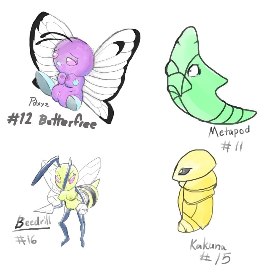 angry angry_eyes anthro bee beedrill breast_squeeze breasts butterfly butterfree cocoon expressions eyes female hi_res insects kakuna looking_at_viewer metapod nintendo nipples pdxyz pokémon_(species) pokemon pussy wings