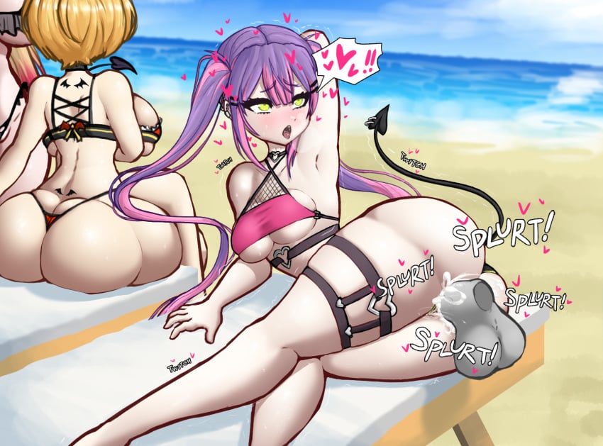 1boy 2girls ahe_gao ass balls barely_clothed beach big_ass big_balls big_breasts big_butt big_penis bikini bikini_bottom bikini_thong blonde_hair blush bodily_fluids breasts clothing commentary_request corkscrew_position cum cum_in_pussy cum_inside demon demon_girl demon_humanoid demon_tail disembodied_penis ear_piercing ejaculation eyelashes faceless_male female female_orgasm female_penetrated from_behind genital_fluids genitals green_eyes hair heart heavy_breathing hi_res highres holoforce hololive hololive_gen_1 hololive_japan huge_ass human humanoid light-skinned_female long_hair looking_at_another looking_pleasured lying lying_on_side male male/female male_penetrating male_penetrating_female medium_breasts multiple_girls ocean on_side onomatopoeia outdoors panties_aside penetration penile penile_penetration penis penis_in_pussy piercing precum purple_hair seaside seductive seductive_look sex skindentation sound_effects spade_tail straight sweat sweatdrop swimsuit swimwear tail testicles text thick_ass thick_penis thick_thighs thigh_strap thong thong_aside tokoyami_towa trembling twintails twitch_lines twitching uncensored vaginal_penetration virtual_youtuber vtuber wet xelsword yozora_mel