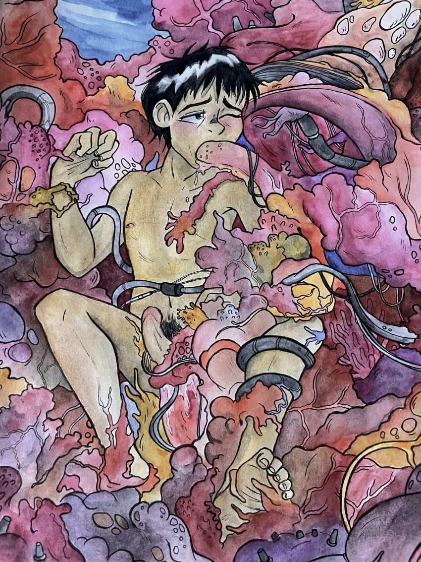 akira_(1988) anal anal_sex anime anime_style asian asian_male body_horror gagging gay gore guro kaneda_shotaro male male_only meat monster monster_cock monster_fucker mutation oral oral_penetration oral_sex organs painting_(artwork) penetration pukeboxxx21 tetsuo_shima throat_abuse throat_fuck throat_penetration watercolor_(artwork)