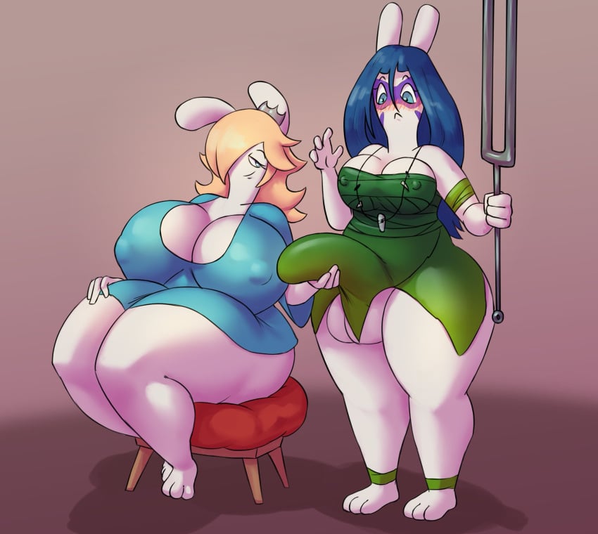 1futa 1girls allegra_(mario_+_rabbids) anthro balls barefoot big_breasts big_penis big_thighs blue_eyes blue_hair boob_window breasts breasts_size_difference cleavage clothed crown dickgirl dickgirl/female dress facepaint female futanari hair_between_eyes hair_over_one_eye half-closed_eyes huge_breasts huge_thighs large_breasts large_thighs looking_at_penis mario_(series) mario_+_rabbids mario_+_rabbids:_sparks_of_hope nintendo nipple_bulge nipples_visible_through_clothing no_bra penis platinum_blonde_hair rabbid rabbid_rosalina raving_rabbids shannon_rat tagme thick thick_hips thick_penis thick_thighs thighs wide_hips