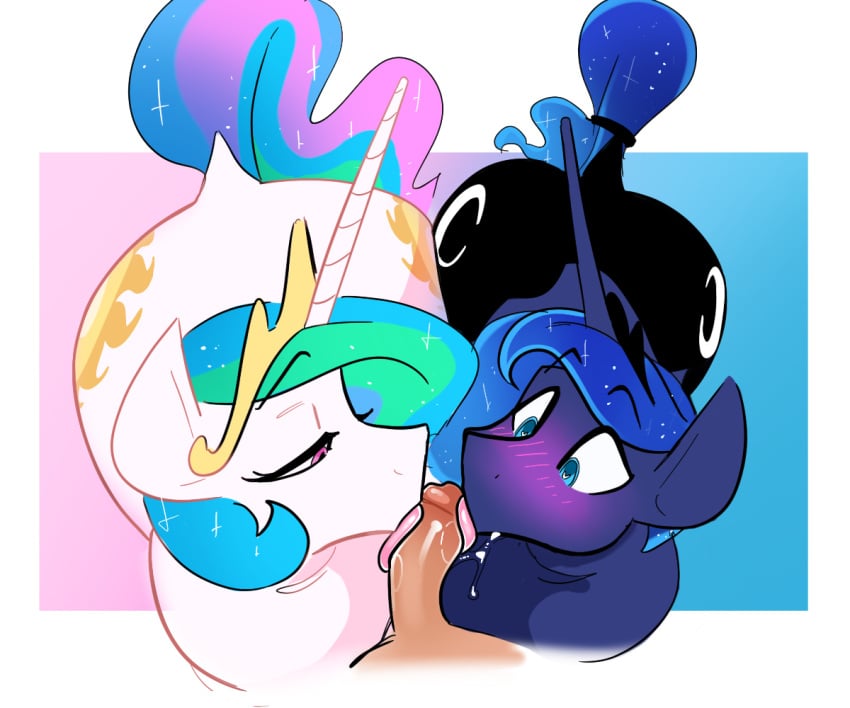 <3_eyes accessory averysweatyboy blue_body blue_fur blue_hair blue_tail blush bodily_fluids bubble_butt collaborative_fellatio crown cutie_mark dock dominant_feral equid equine ethereal_hair ethereal_mane ethereal_tail fellatio fellatio_from_feral female femdom feral friendship_is_magic fur furgonomics genitals green_hair green_tail hair hasbro headgear heart horn human human_on_feral humanoid_genitalia humanoid_penis interspecies licking long_horn male male/female male_human/female_feral male_on_feral malesub mammal my_little_pony oral oral_sex penile penis penis_lick pink_eyes pink_tail pink_tongue princess_celestia_(mlp) princess_luna_(mlp) pseudo_hair pseudo_mane saliva sex sibling_(lore) sister_(lore) sisters_(lore) tail tail_accessory tongue tongue_out unicorn white_body white_fur zoophilia