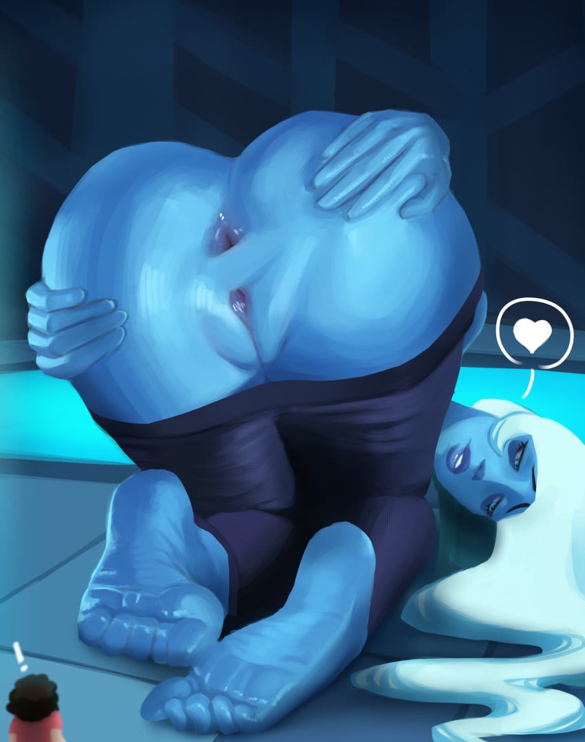 big_ass big_butt big_feet big_female_small_male big_pussy bigger_female blue_background blue_body blue_diamond blue_diamond_(steven_universe) blue_eyes blue_hair blue_skin cartoon_network color colored diamond_authority doggy_style feet female female_focus gem_(species) giantess milf r4stishk4 size_difference smaller_male soles steven_quartz_universe steven_universe steven_universe:_the_movie toes