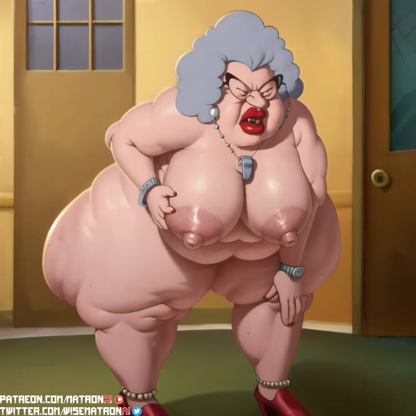 1girls 4k ai_generated areola areolae bbw big_belly big_breasts big_nipples breasts cellulite disney fat fat_woman gilf glasses granny grey_hair highres hyper_breasts large_breasts matronai_(artist) mature mature_female mature_woman muriel_finster muriel_p_finster nude obese obese_female old old_woman older_woman overweight overweight_female pinup pussy recess self_upload solo ssbbw stable_diffusion thick_legs thick_thighs ugly_bitch ugly_female ugly_woman wide_hips