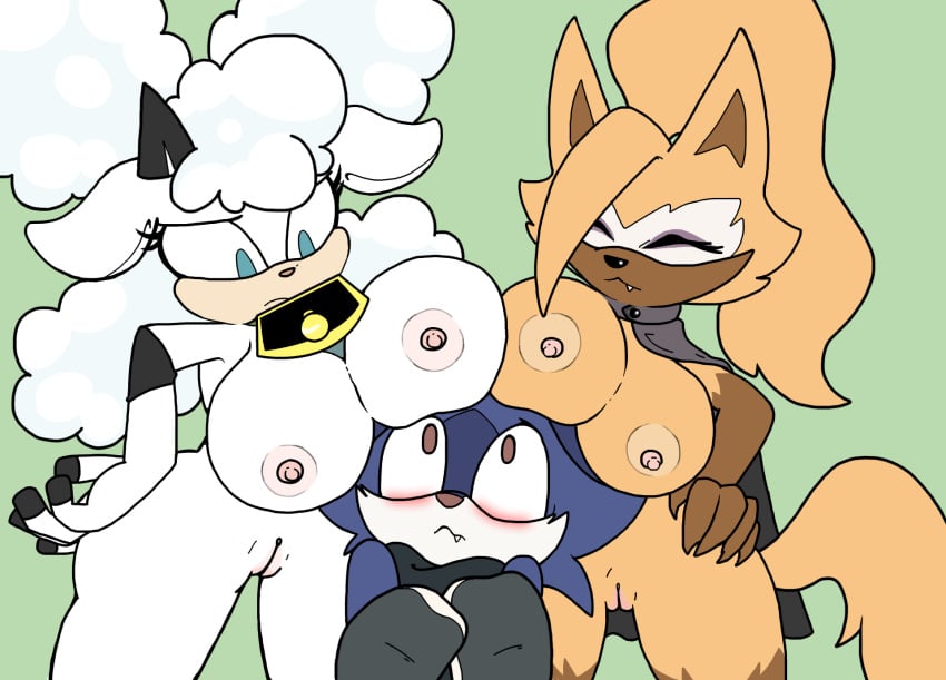 1boy 2girls anthro areolae bell bell_collar big_breasts big_hair blue_eyes blue_fur blue_hair blush blushing boobs_on_head bovid breasts brown_eyes canid canine canis cape caprine claws closed_eyes clothed_male cowbell dark-skinned_female dark_skin dipstick_fingers dominant_female duo_the_cat ewe fangs felid feline female female_on_top femdom fluffy fluffy_hair frown furry furry_only genitals group hi_res horn hourglass_figure huge_breasts idw_publishing imminent_sex lanolin_the_sheep larger_female male male/female male_on_bottom malesub mammal mimic_the_octopus mobian_(species) nervous nervous_male nipples nude nude_female ponytail pussy sega sheep sheep_ears sheep_girl sheep_horns size_difference soaringdepth sonic_(series) sonic_the_hedgehog_(comics) sonic_the_hedgehog_(idw) sonic_the_hedgehog_(series) submissive_male tail thick_thighs trio voluptuous whisper_the_wolf white_body white_fur white_hair wide_hips wolf wool wool_(fur) yellow_fur yellow_hair