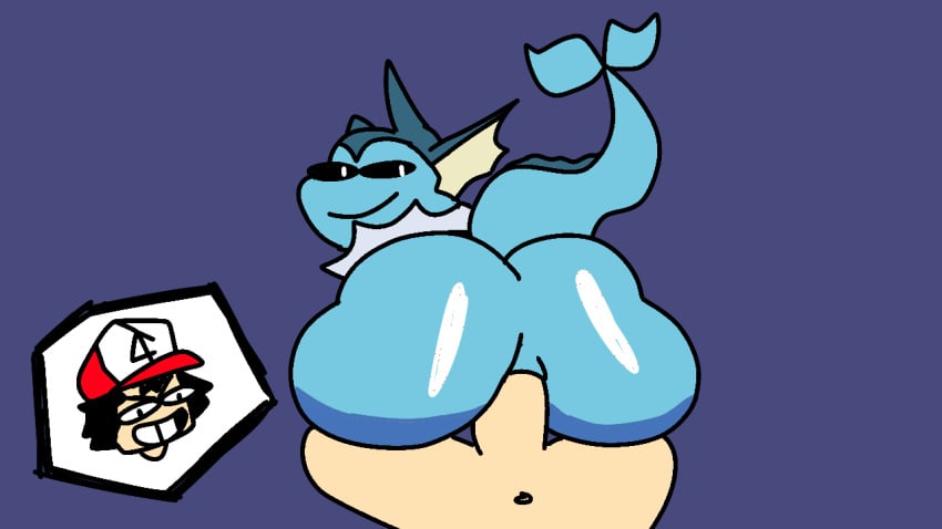 animated anthro ass big_butt duo eeveelution female generation_1_pokemon human male male/female male/male mammal nintendo pokemon pokemon_(species) pokmeon satoshi_(pokemon) sex vaporeon zack06