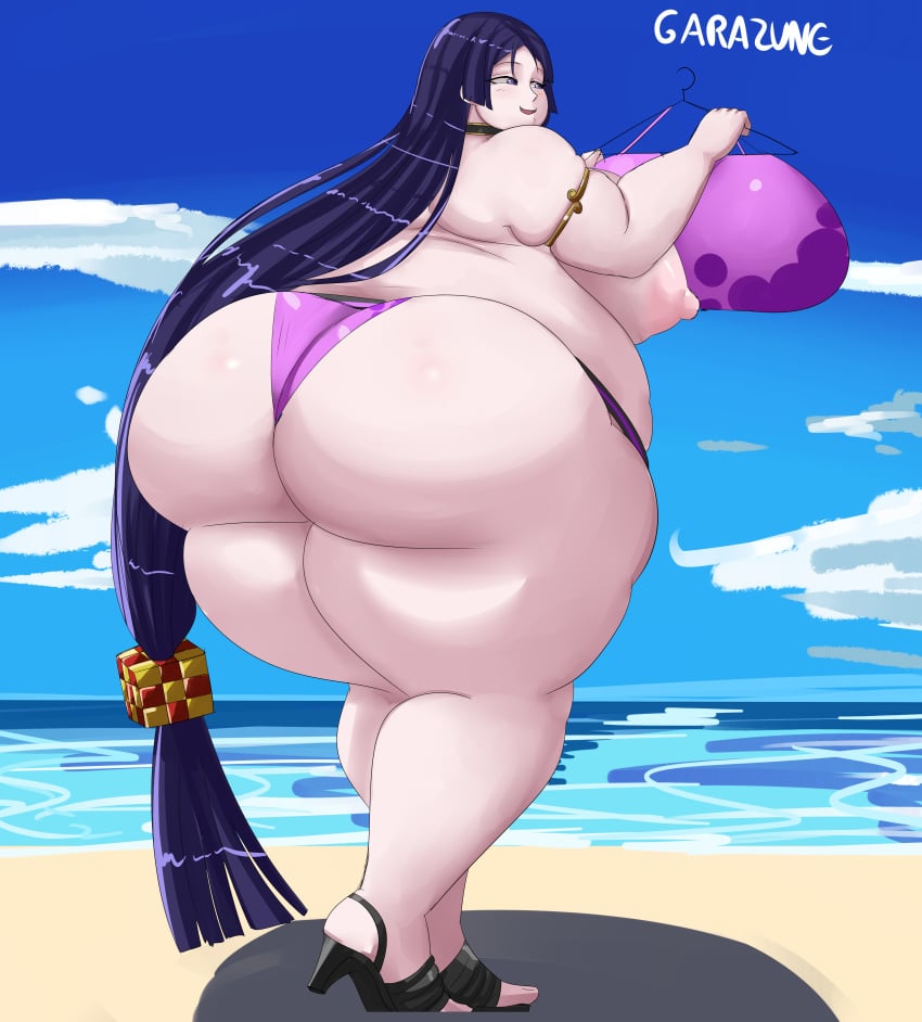 1girls 2023 artist_name ass bbw beach belly breasts chubby chubby_female curvaceous curvy exposed_breasts fat fate/grand_order fate_(series) female female_focus garazune heels hi_res high_resolution highres hips huge_ass huge_belly huge_breasts long_hair minamoto_no_raikou_(fate/grand_order) minamoto_no_raikou_(swimsuit_lancer) nipples plump purple_hair solo solo_female solo_focus thick_thighs thighs topless voluptuous wide_hips