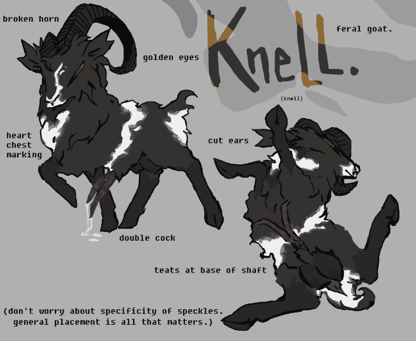 2_penises 2n2n balls bovid breasts caprine character_name crotchboob diphallia diphallism english_text feral feral_only futanari genitals goat herm hi_res horn intersex mammal model_sheet multi_penis penis solo text