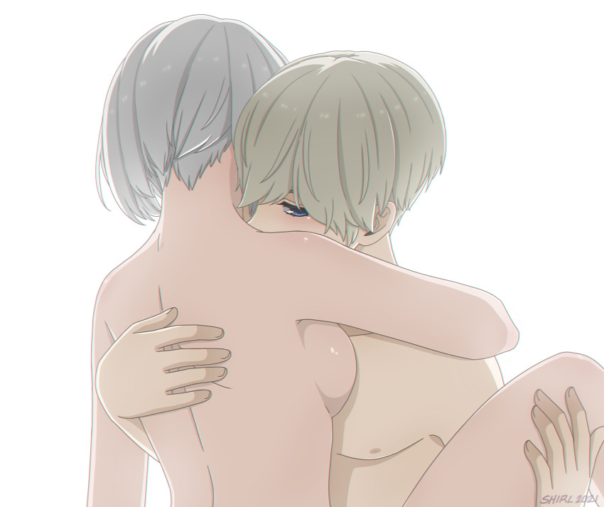 completely_nude completely_nude_female completely_nude_male grey_hair implied_sex nier:_automata nier_(series) nude shirl_geem silver_hair yorha_2b yorha_9s