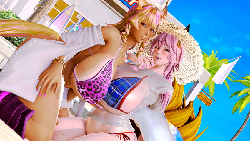 3d fate/grand_order fate_(series) honey_select suzuka_gozen_(fate) suzuka_gozen_(swimsuit_rider)_(fate) tagme tamamo_no_mae_(fate) titi_yuri