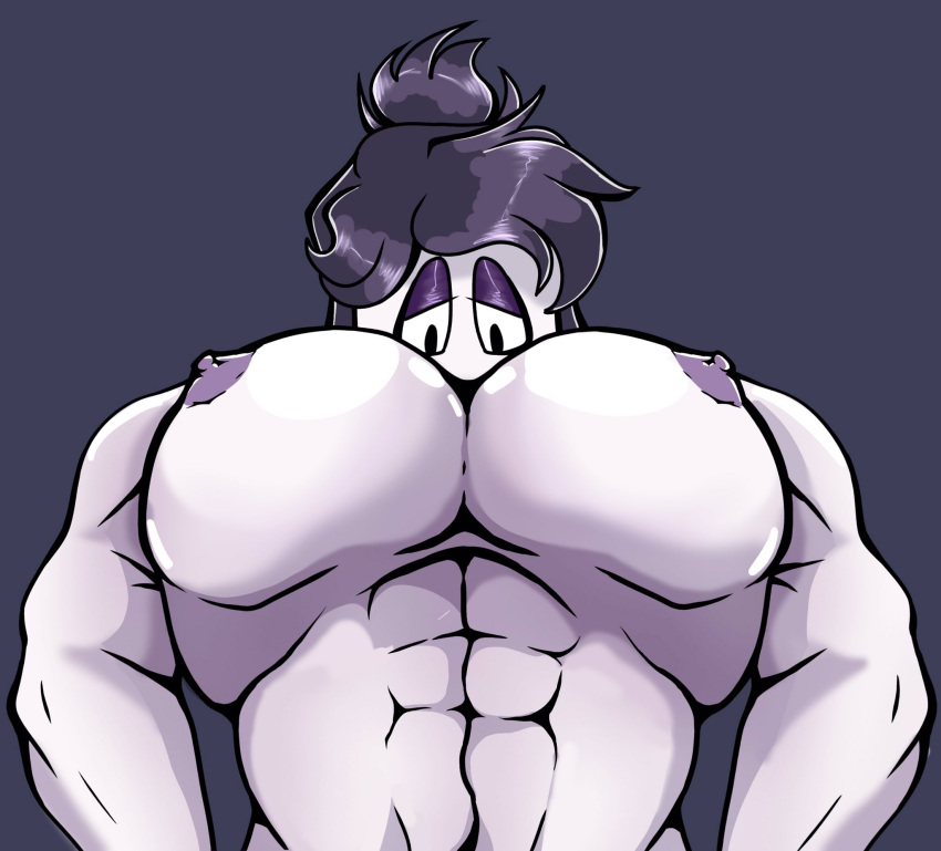 adult aged_up breasts chilling huge_pecs looking_down skid_(srpelo) spooky_month