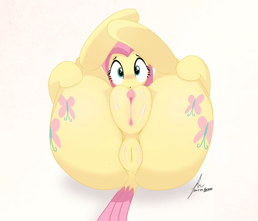 aer0_zer0 anus big_ass bubble_butt clitoris dat_ass equine_pussy female feral fluttershy_(mlp) friendship_is_magic hair_on_head kernhd mare my_little_pony puffy_anus vagina