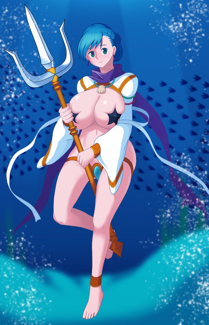 1girls bikini duel_monster maiden_of_the_aqua pasties trident underwater yu-gi-oh!