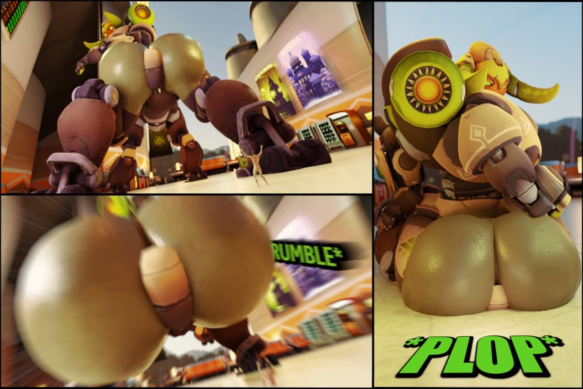 3d 3d_(artwork) anthro big_ass big_butt blizzard_entertainment bubble_butt female huge_ass male omnic orisa overwatch robot worsesfm