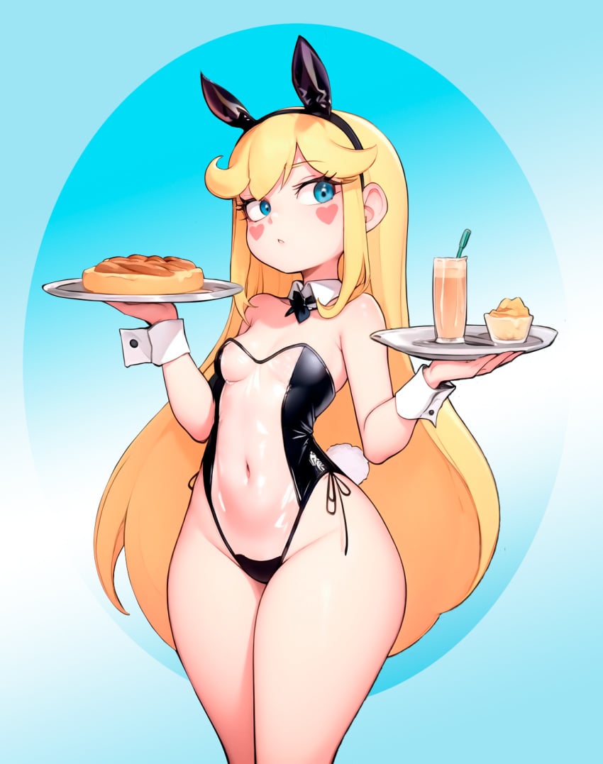 ai_generated blonde_hair blue_eyes bunny_ears bunnysuit long_hair losforry_custom small_breasts star_butterfly star_vs_the_forces_of_evil transparent_bunnysuit wide_hips