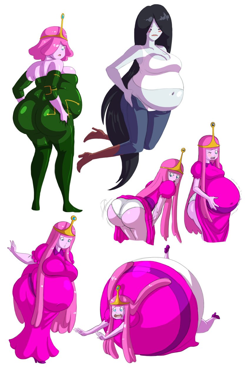 2015 2girls adventure_time axel-rosered bbw belly belly_expansion belly_overhang big_belly big_breasts big_butt big_female black_hair blue_eyes blush bubble_butt butt_expansion cartoon_network chubby chubby_female embarrassed fat fat_ass fat_female fat_fetish fat_girl fat_woman fatty female female_only large_female looking_back marceline obese obese_female overweight overweight_female pink_body pink_hair pink_skin plump pork_chop princess_bubblegum sketch thick_butt thick_thighs weight_gain