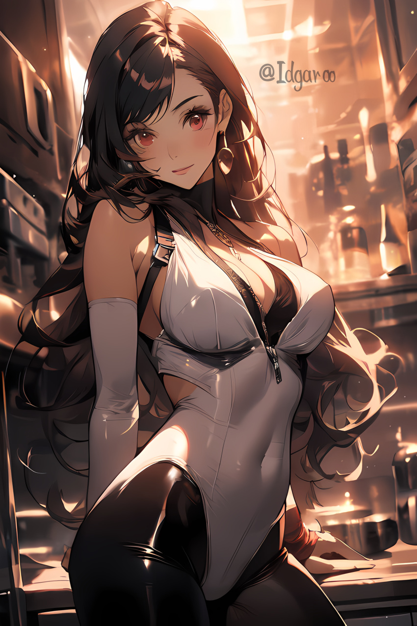 ai_generated black_hair bunny_girl bunnysuit final_fantasy final_fantasy_vii idgaroo long_hair pantyhose red_eyes stable_diffusion tagme tifa_lockhart white_clothing